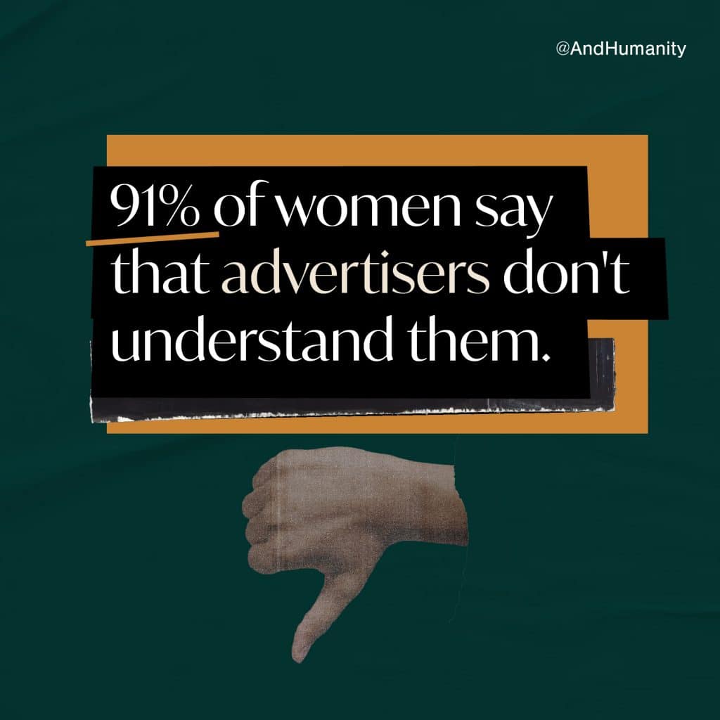 91% of women say that advertisers don't understand them.